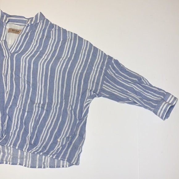 Mos Mosh Blue and White Striped Linen Shirt - Women’s Size Large - Picture 4 of 10